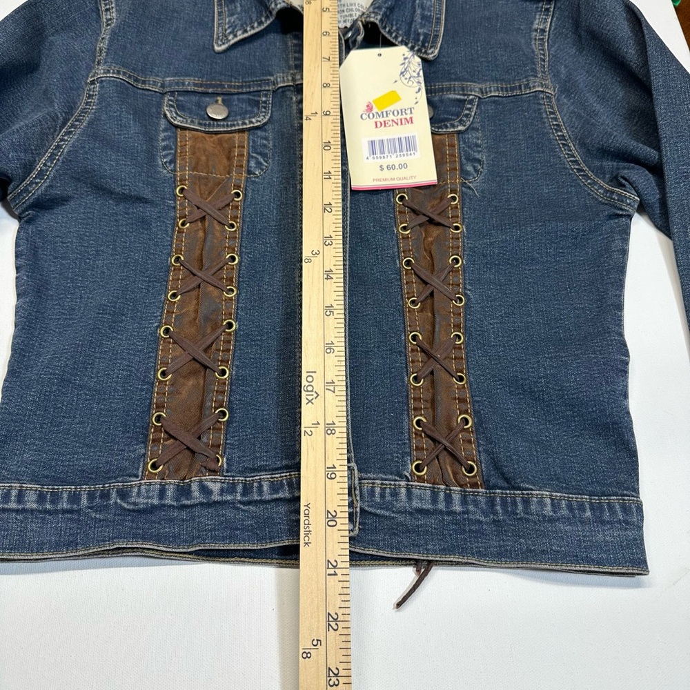 New Girls Comfort Denim Jean Jacket Large Long Sleeve - Picture 7 of 8